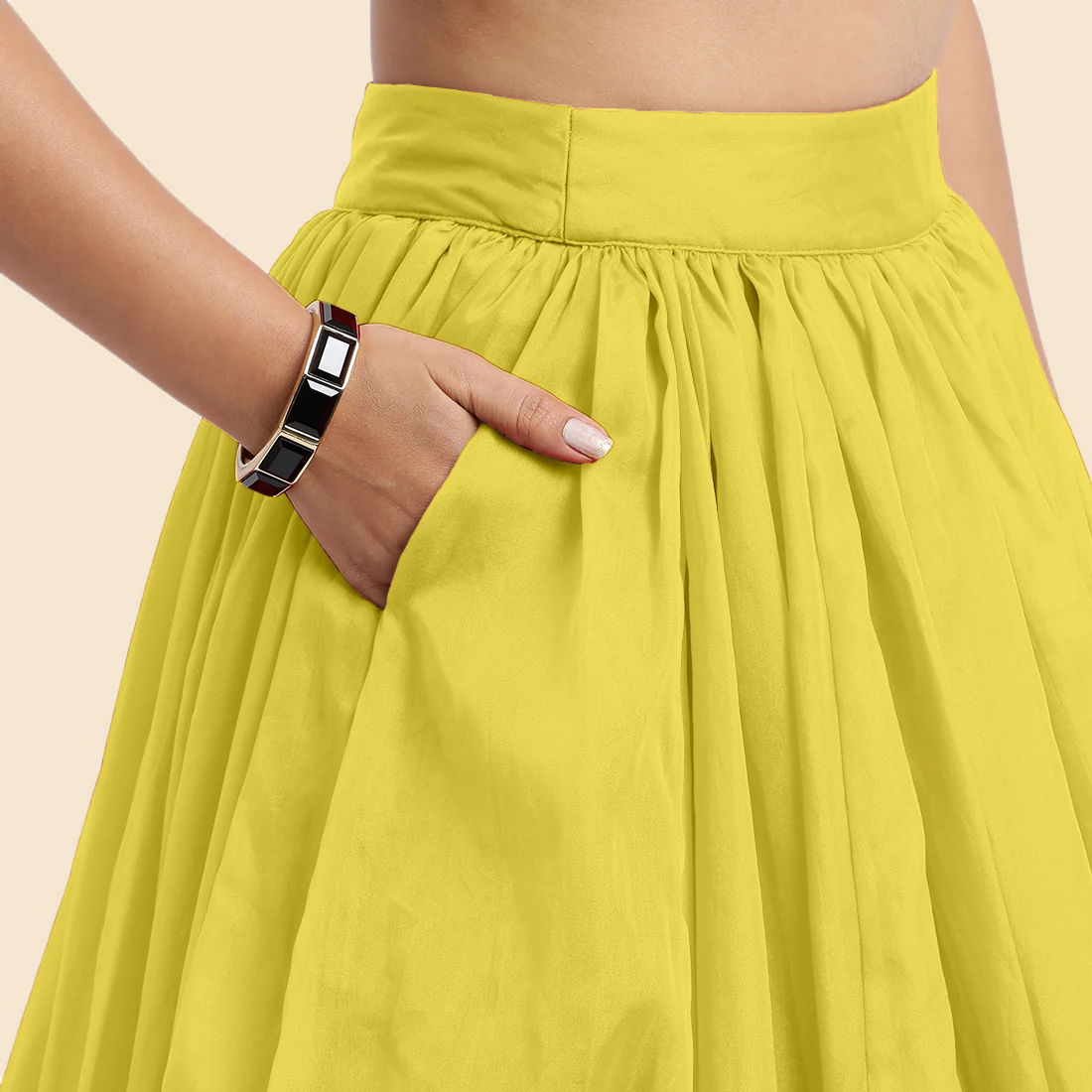 Bahaar x Tyohaar | Lehenga Skirt in Lemon Yellow Organza - Image 3
