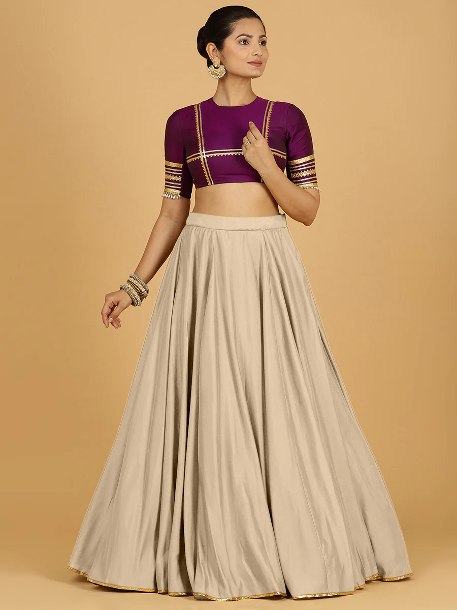 Jhalak x Tyohaar | Oyster Grey Panelled Lehenga Skirt - Image 10