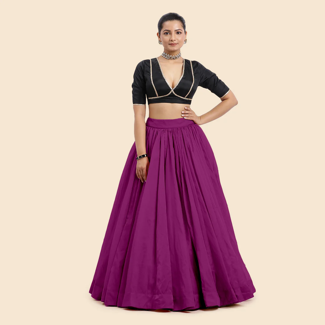 Bahaar x Tyohaar | Lehenga Skirt in Purple Organza - Image 2