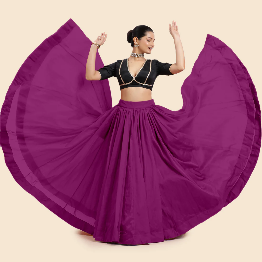 Bahaar x Tyohaar | Lehenga Skirt in Purple Organza - Image 6