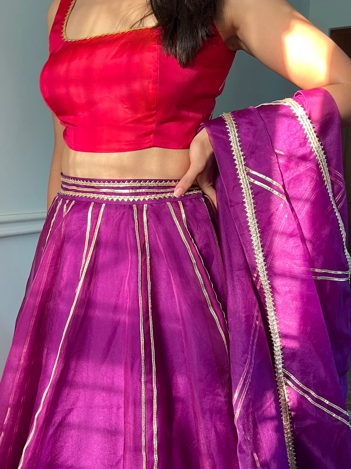 Heer x Tyohaar | Lehenga Skirt in Purple Organza - Image 15