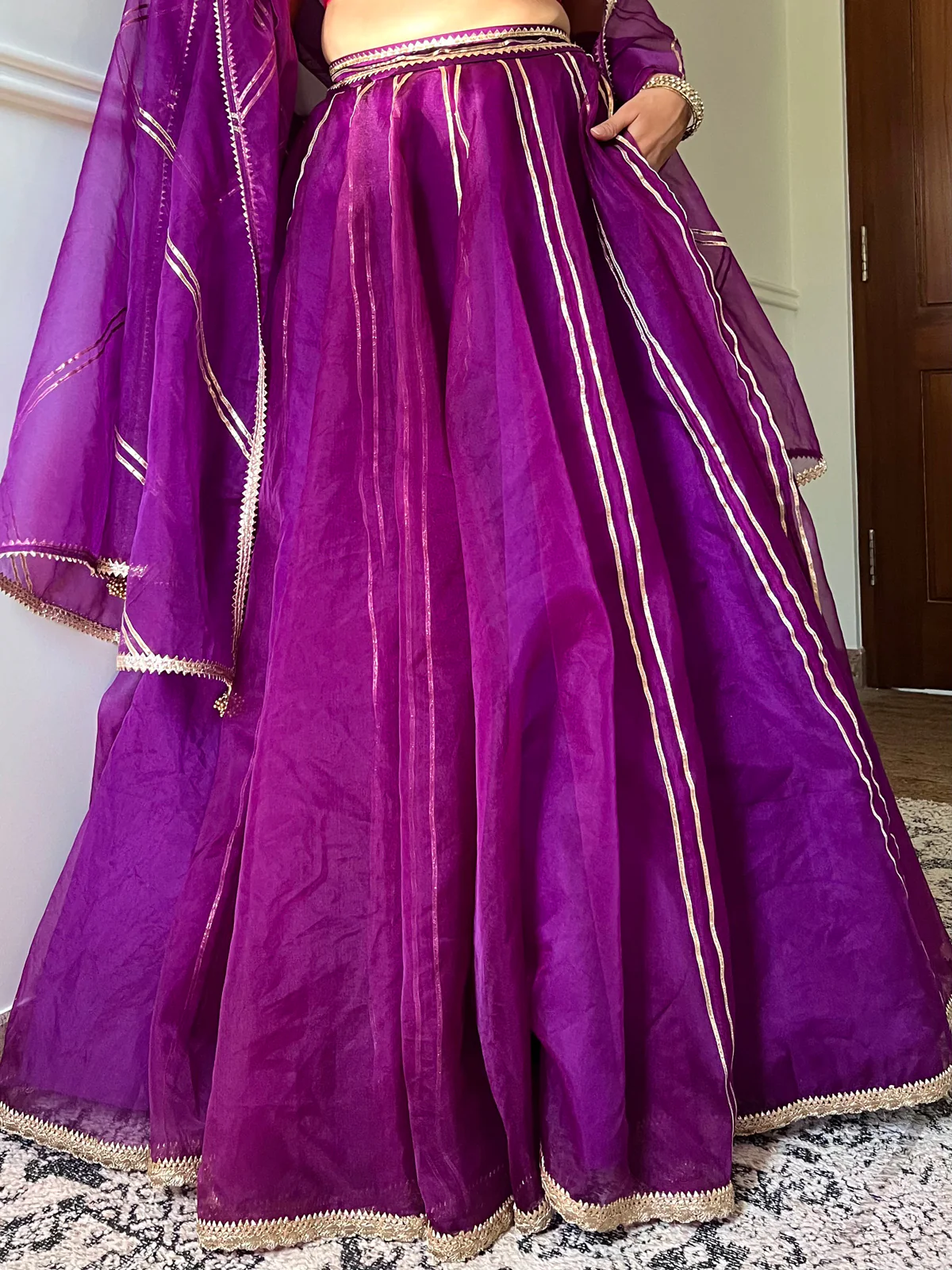 Heer x Tyohaar | Lehenga Skirt in Purple Organza - Image 16
