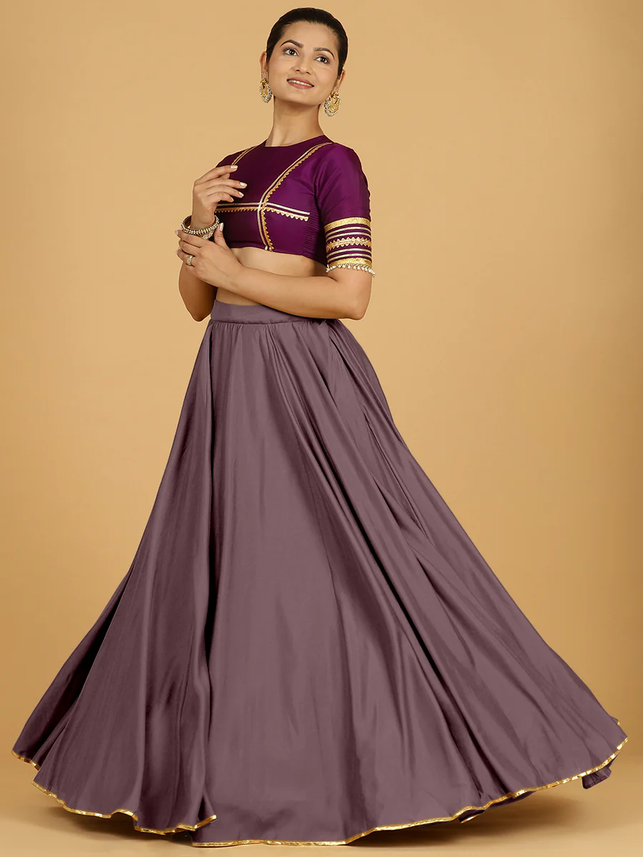 Jhalak x Tyohaar | Purple Mauve Panelled Lehenga Skirt - Image 7