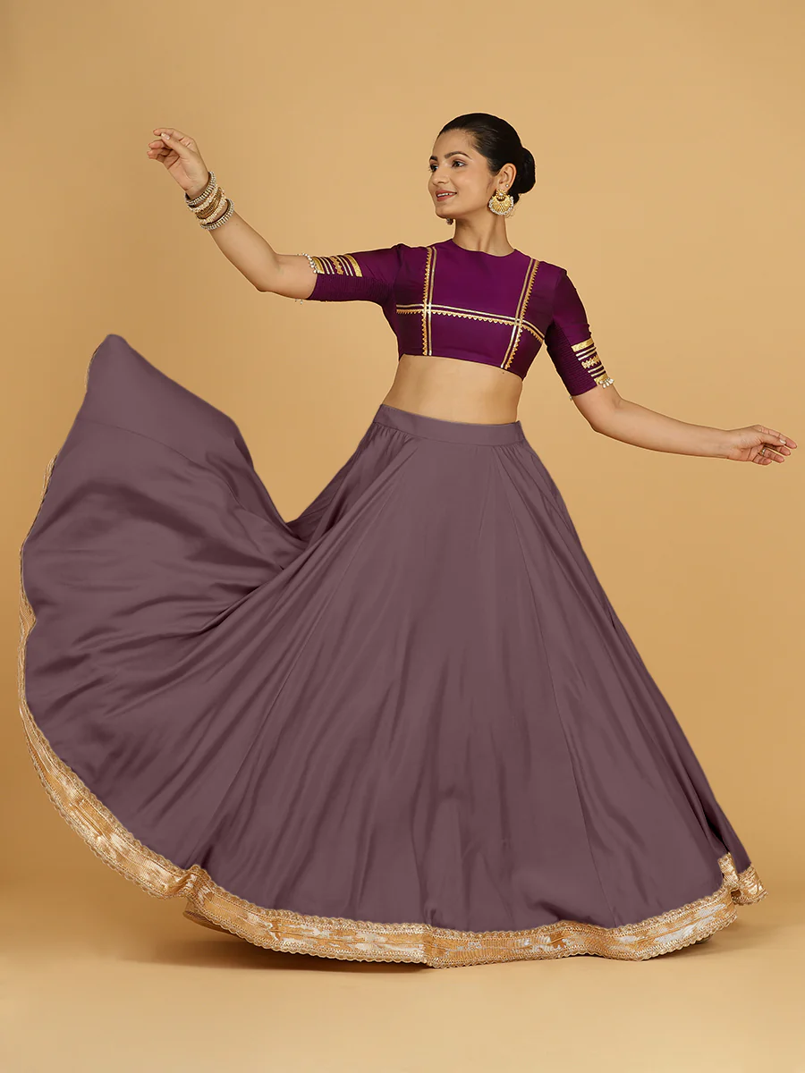 Zainab x Tyohaar | Purple Mauve Panelled Lehenga Skirt - Image 9