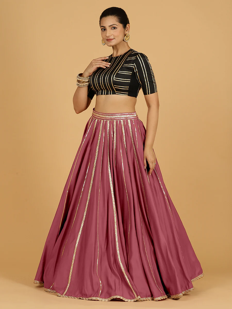 Madhuri x Tyohaar | Rose Pink Panelled Lehenga Skirt - Image 10