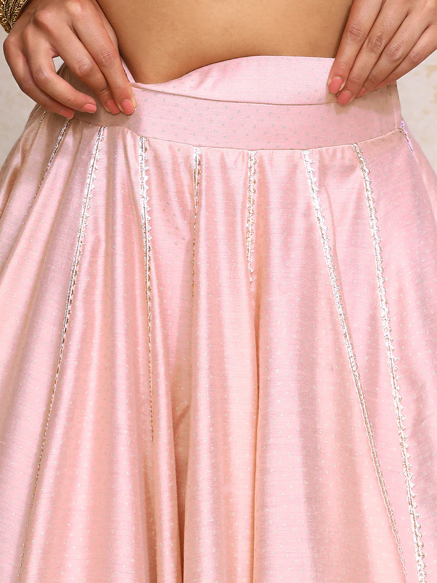 Mehreen x Tyohaar | Pink Foil Chandheri FlareFit™ Lehenga Set with Dupatta - Image 5
