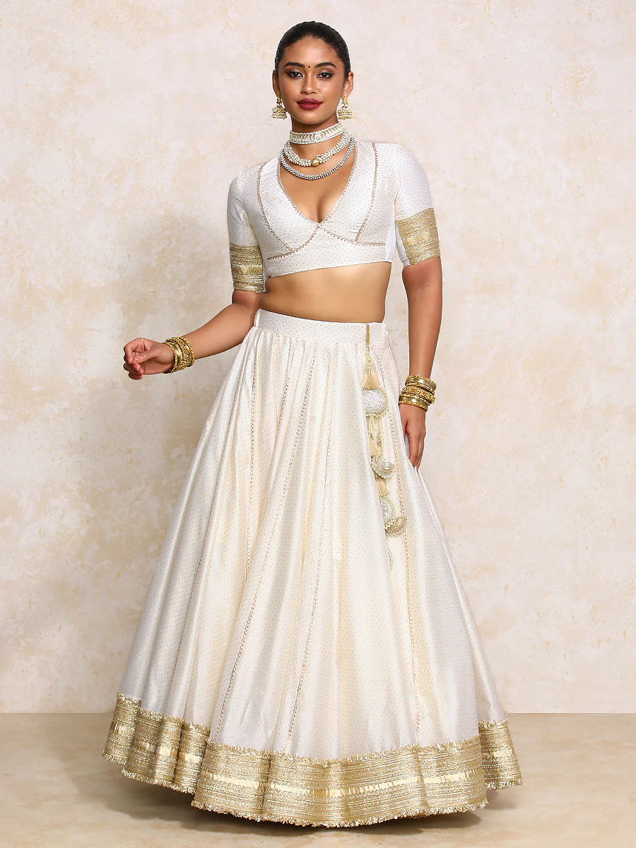 Mehreen x Tyohaar | White Foil Chandheri FlareFit™ Lehenga Set with Dupatta - Image 7