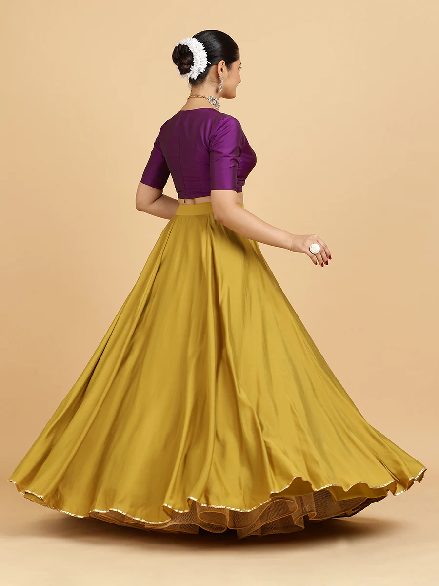 Jhalak Zeenat 4-Pc Lehenga Set x Tyohaar | Mustard Lehenga, Purple Blouse with Falak Purple Dupatta and Cancan Skirt - Image 13