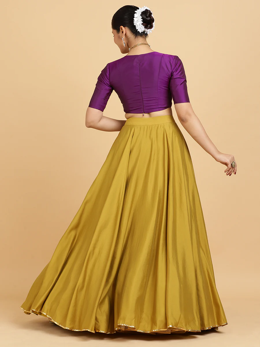 Jhalak Zeenat 4-Pc Lehenga Set x Tyohaar | Mustard Lehenga, Purple Blouse with Falak Purple Dupatta and Cancan Skirt - Image 14