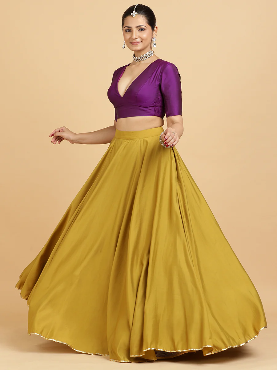 Jhalak Zeenat 4-Pc Lehenga Set x Tyohaar | Mustard Lehenga, Purple Blouse with Falak Purple Dupatta and Cancan Skirt - Image 15