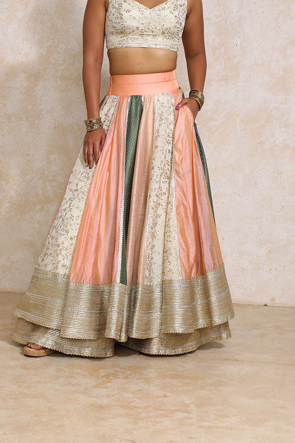 Naaz x Tyohaar | Multi-colour Embroidery Tissue & Chandheri FlareFit™ Lehenga Set with Dupatta - Image 5