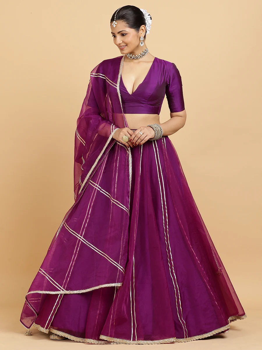 Heer Zeenat 4-Pc Lehenga Set x Tyohaar | Purple Lehenga, Purple Blouse with Falak Purple Dupatta and Cancan Skirt - Image 3