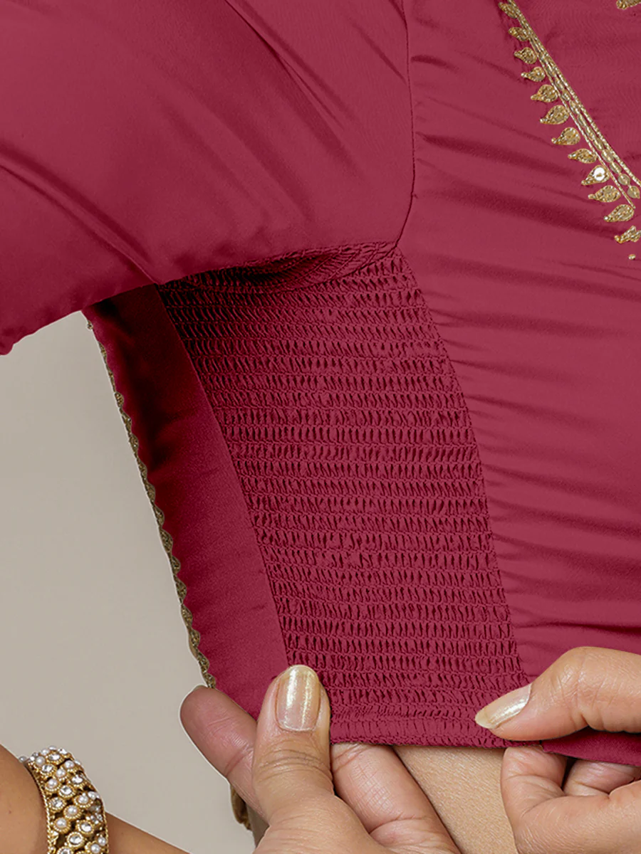 Zohra x Luxe | Rani Pink Saree Blouse w/ FlexiFit™ Side Seam - Image 3
