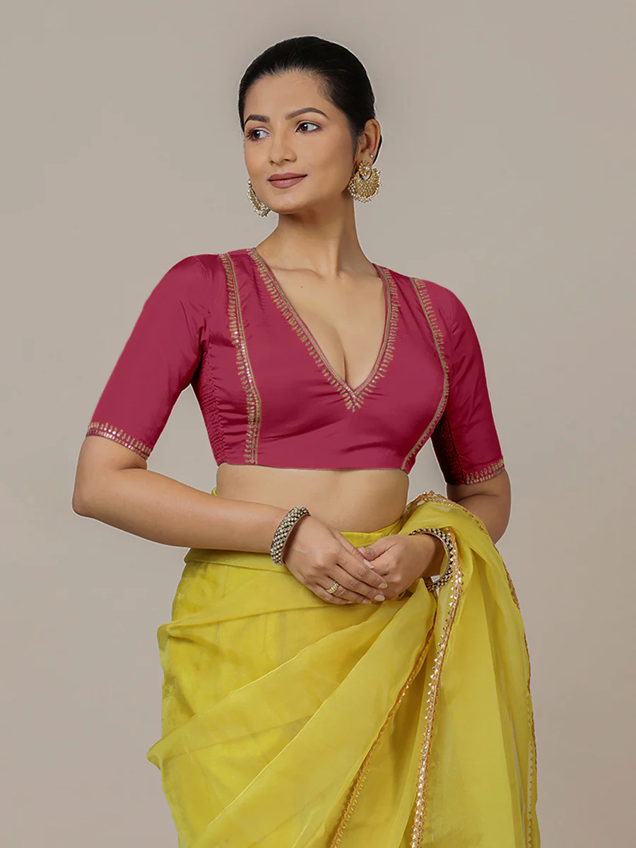 Zohra x Luxe | Rani Pink Saree Blouse w/ FlexiFit™ Side Seam - Image 6