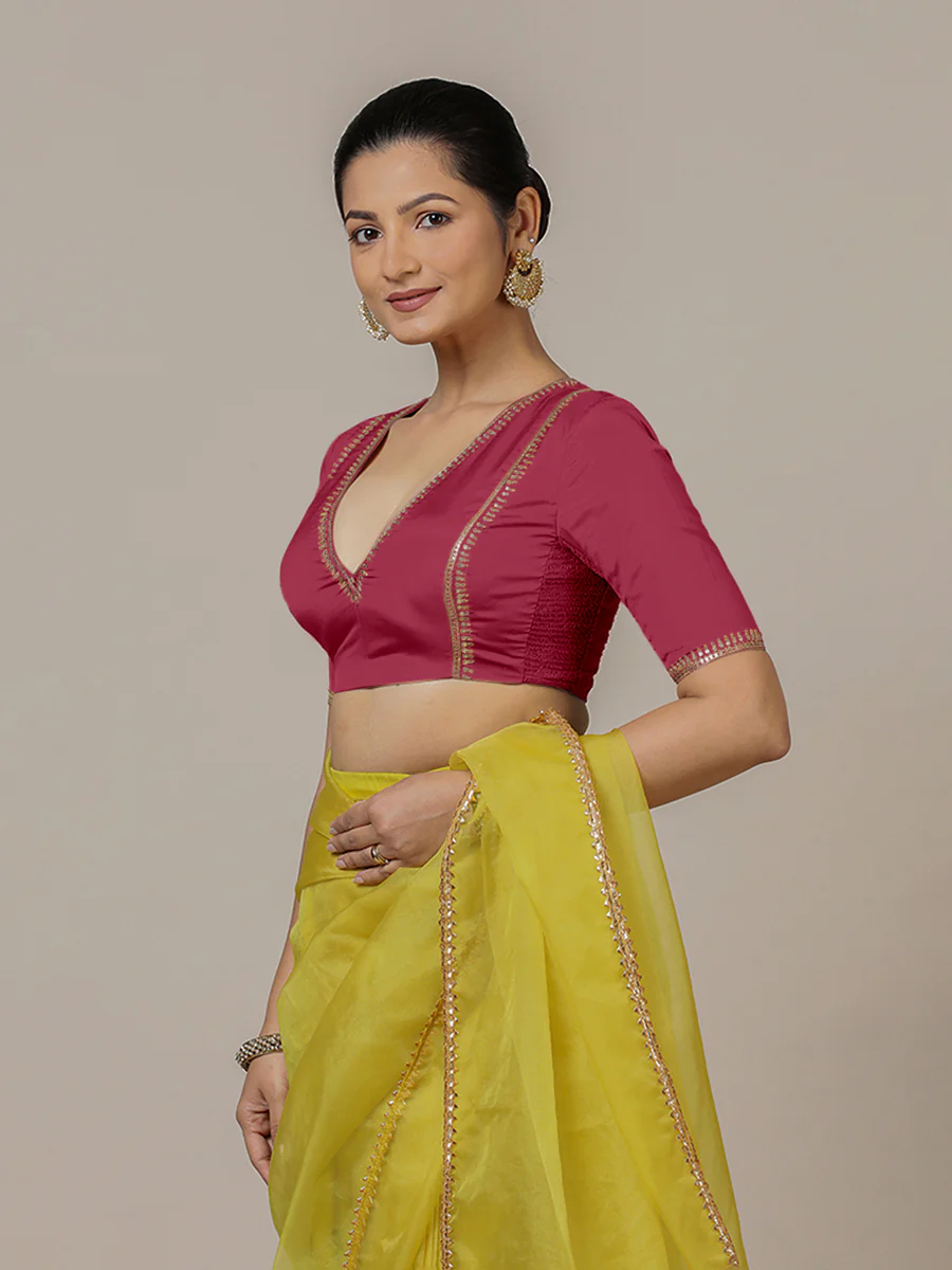Zohra x Luxe | Rani Pink Saree Blouse w/ FlexiFit™ Side Seam - Image 7