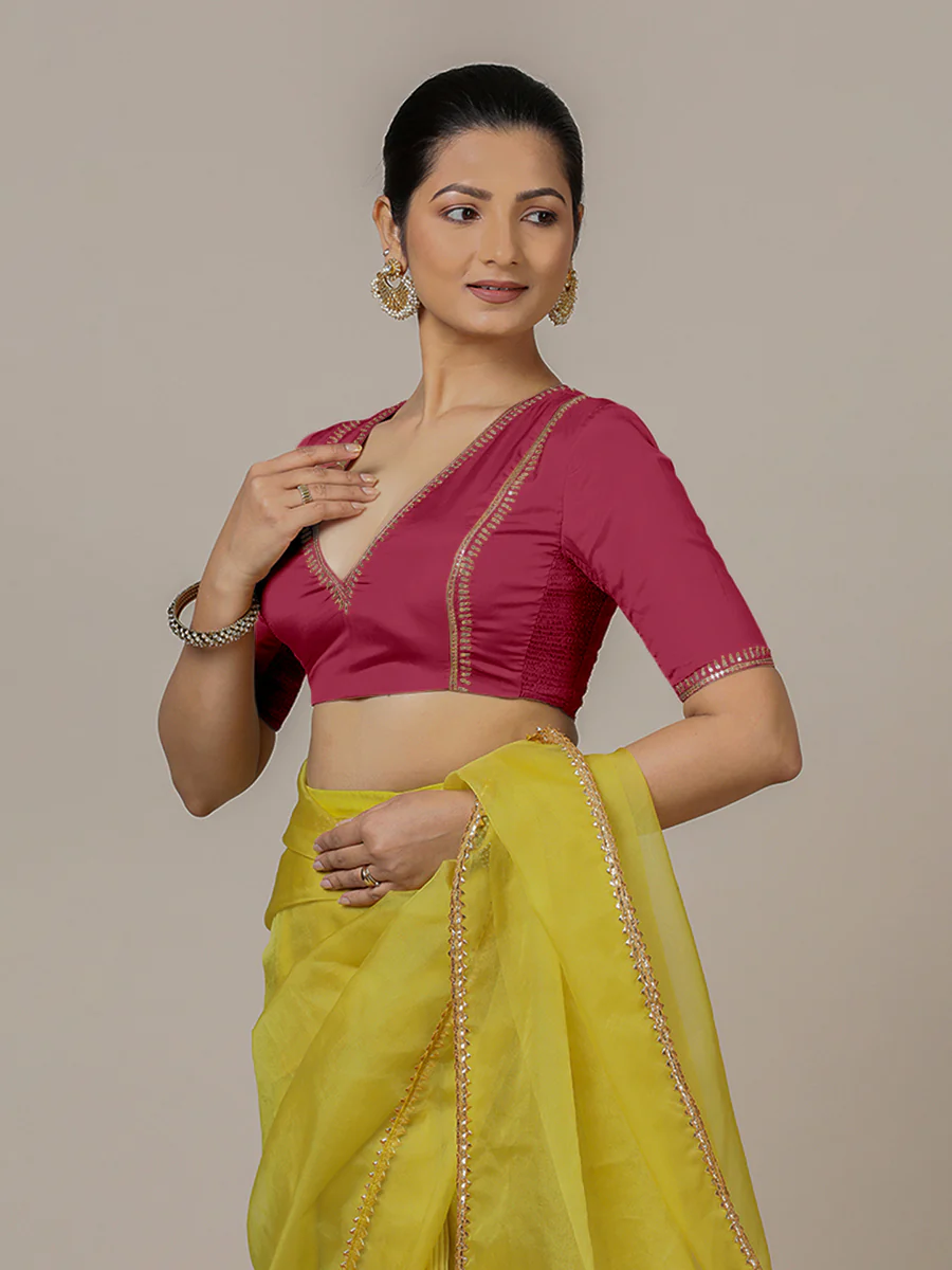 Zohra x Luxe | Rani Pink Saree Blouse w/ FlexiFit™ Side Seam - Image 8