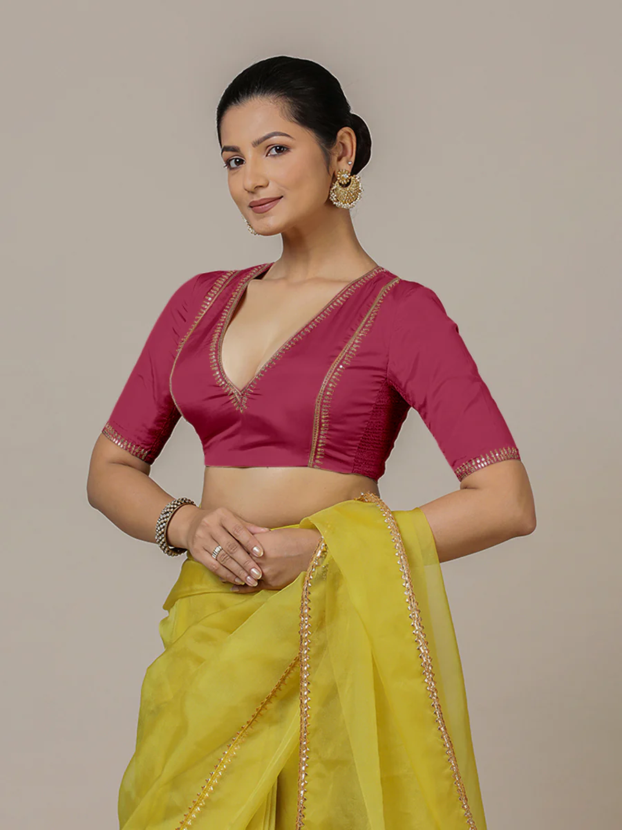 Zohra x Luxe | Rani Pink Saree Blouse w/ FlexiFit™ Side Seam - Image 9