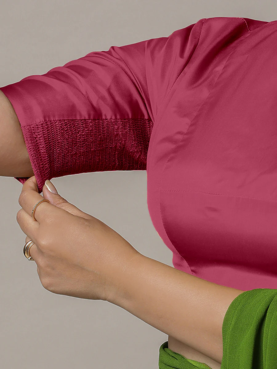 Myra x Rozaana | Rani Pink Backless Saree Blouse w/ FlexiFit™ - Image 4