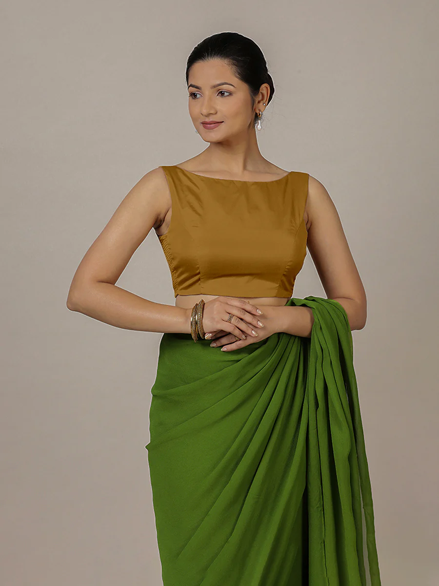 Sherry x Rozaana | Bronze Gold Saree Blouse w/ Back Bow and FlexiFit™ - Image 4