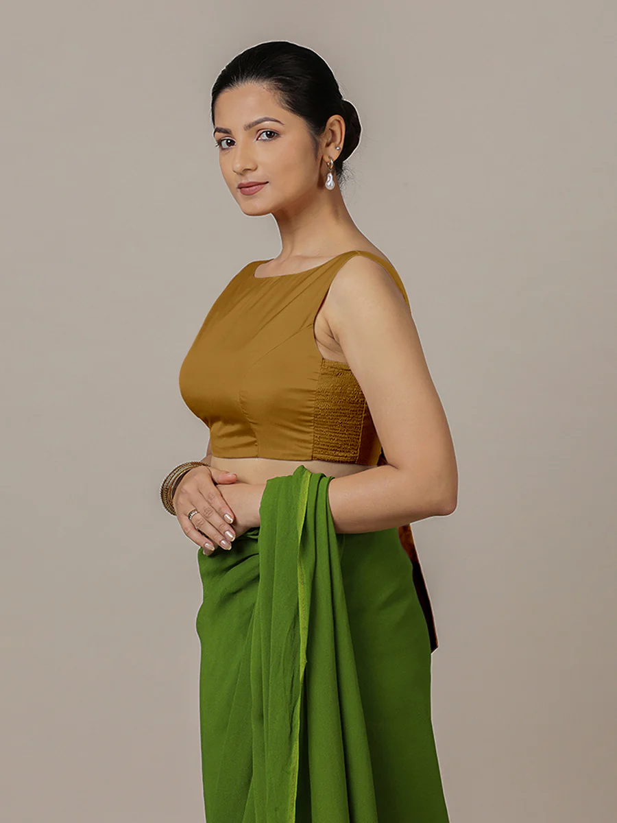 Sherry x Rozaana | Bronze Gold Saree Blouse w/ Back Bow and FlexiFit™ - Image 7