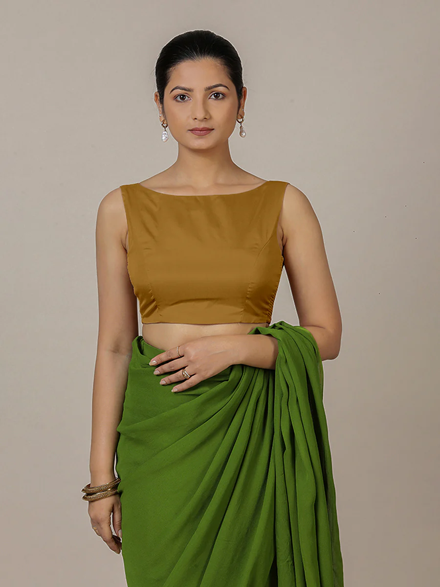 Sherry x Rozaana | Bronze Gold Saree Blouse w/ Back Bow and FlexiFit™ - Image 8