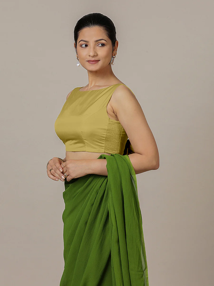 Sherry x Rozaana | Lemon Yellow Saree Blouse w/ Back Bow and FlexiFit™ - Image 6