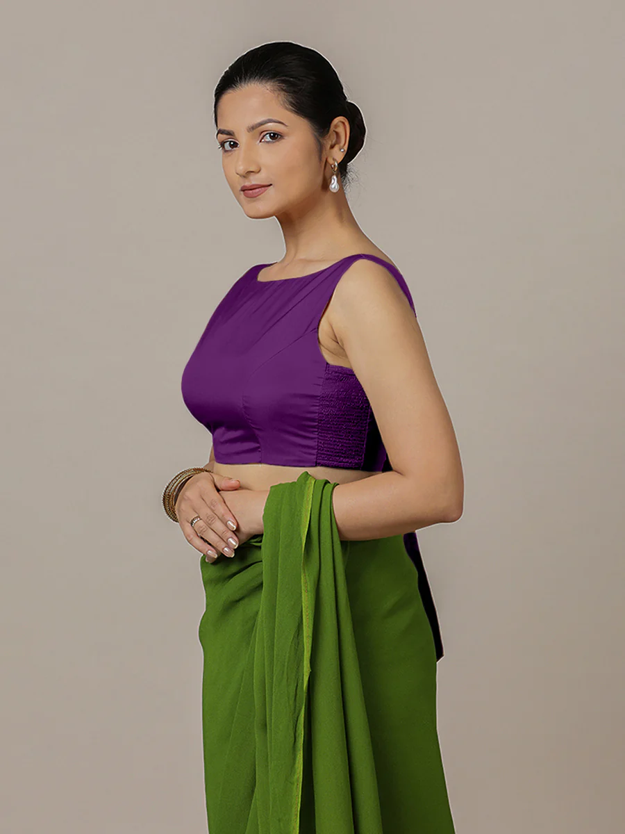 Sherry x Rozaana | Purple Saree Blouse w/ Back Bow and FlexiFit™ - Image 8
