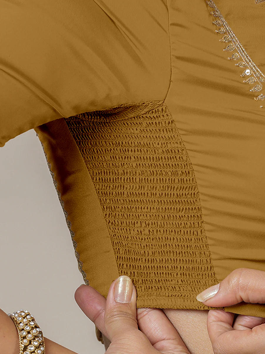 Zohra x Luxe | Bronze Gold Saree Blouse w/ FlexiFit™ Side Seam - Image 3