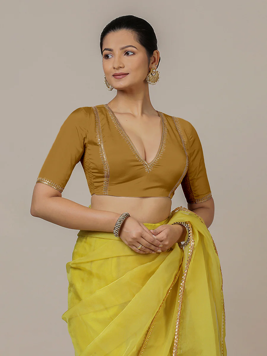 Zohra x Luxe | Bronze Gold Saree Blouse w/ FlexiFit™ Side Seam - Image 6