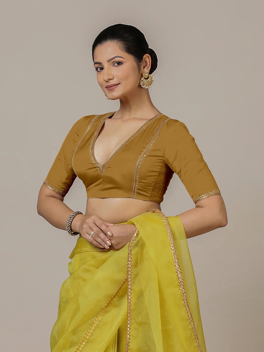 Zohra x Luxe | Bronze Gold Saree Blouse w/ FlexiFit™ Side Seam - Image 8