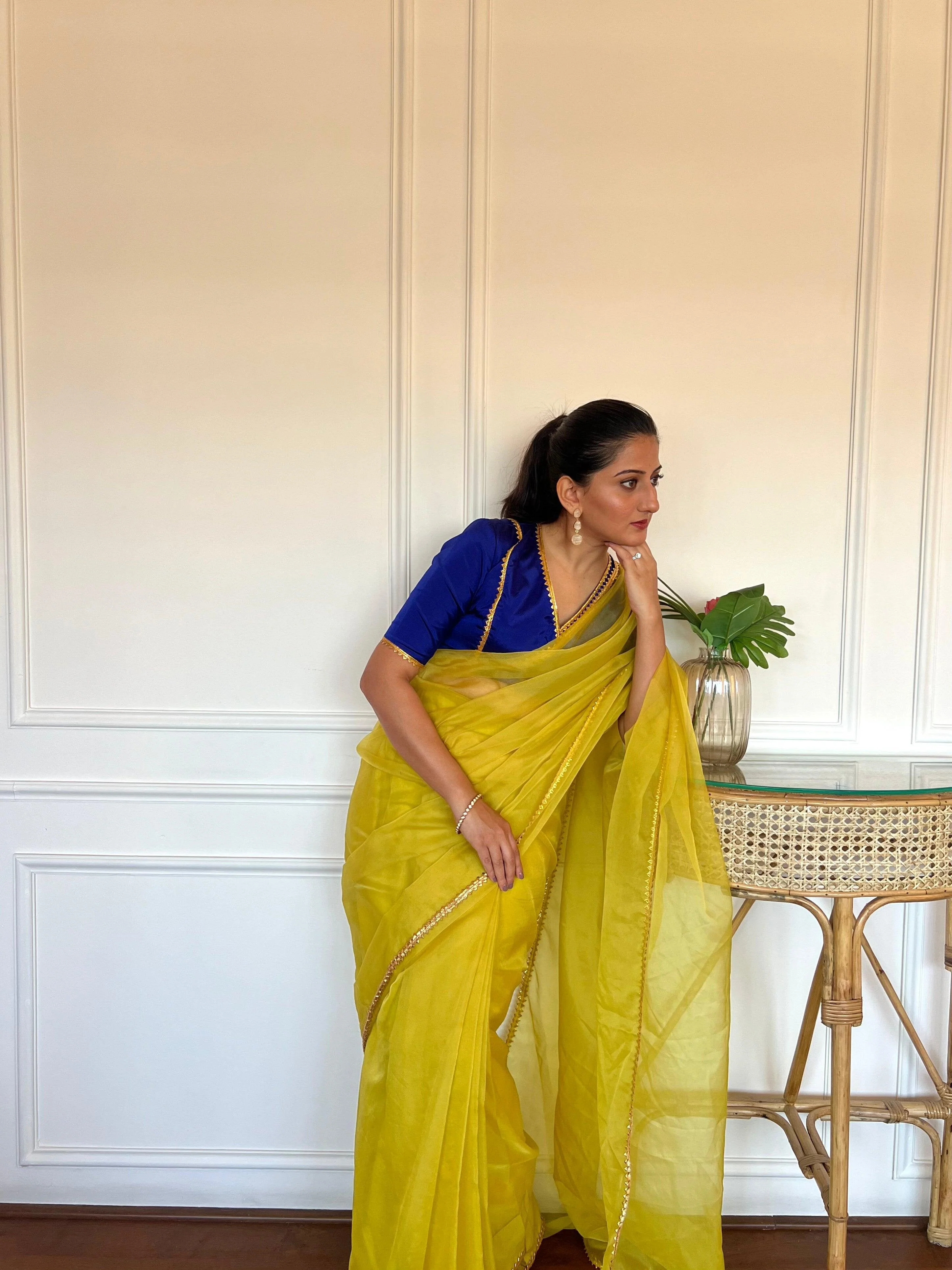 Begum x Tyohaar | Elbow Sleeves Saree Blouse in Cobalt Blue - Image 18