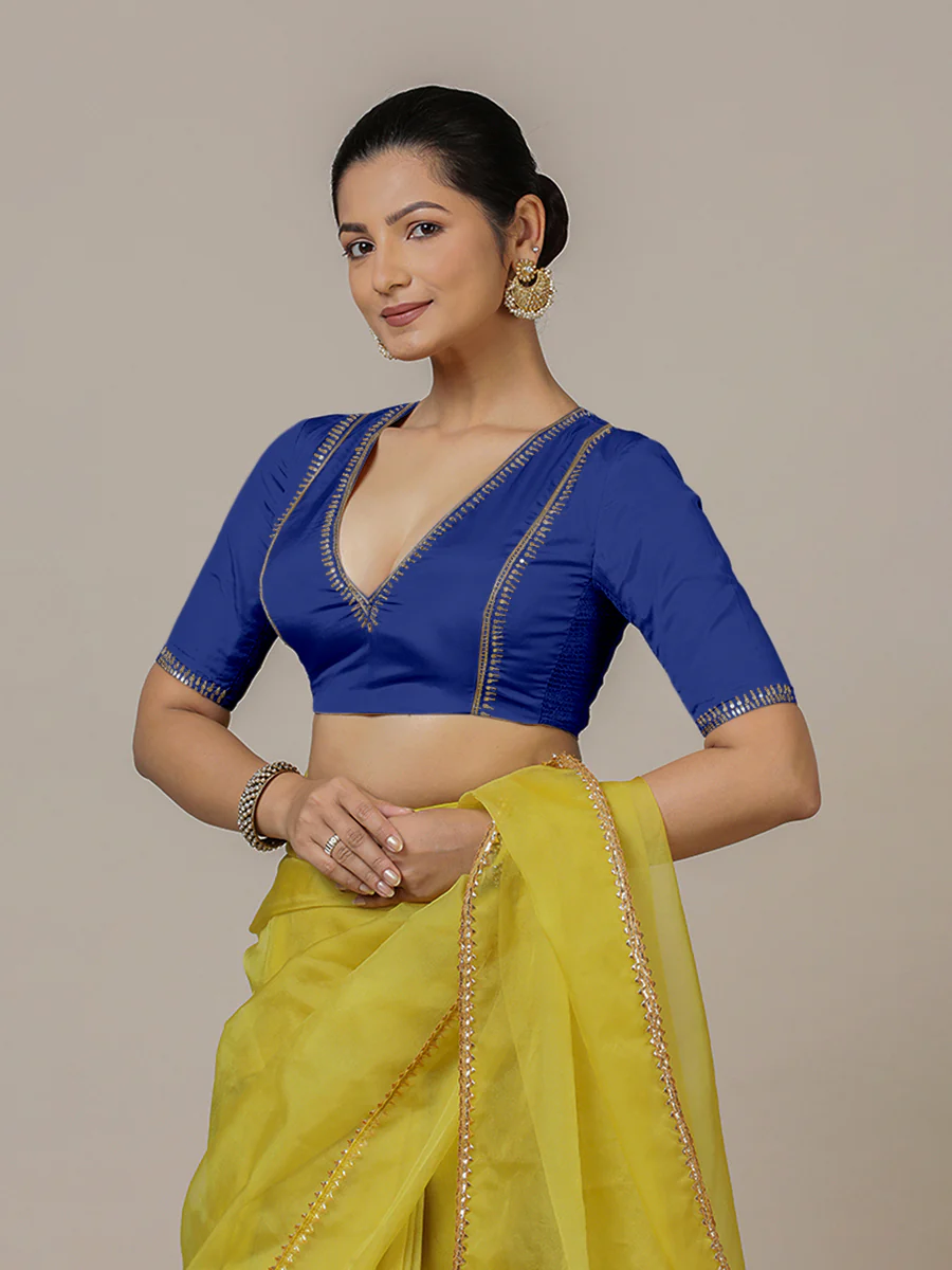 Zohra x Luxe | Cobalt Blue Saree Blouse w/ FlexiFit™ Side Seam - Image 8