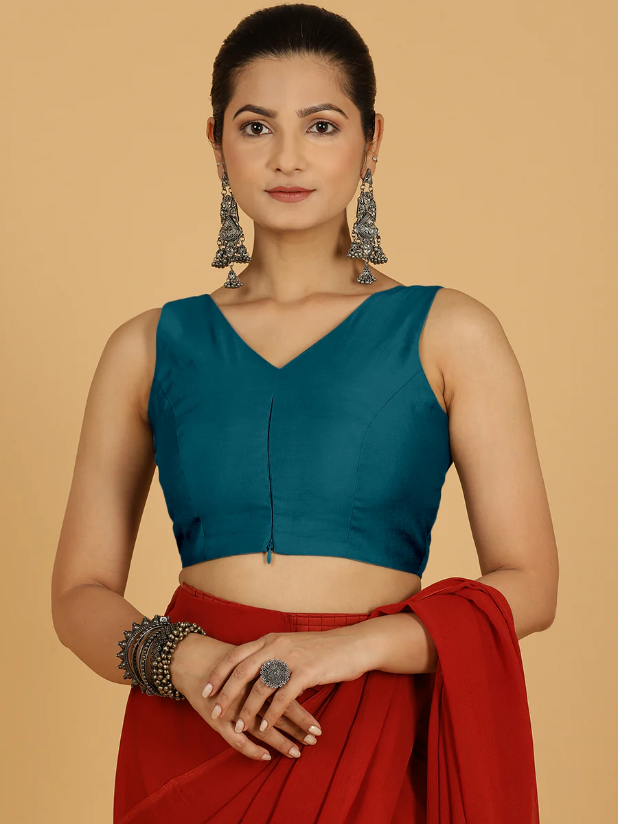 Hema x Rozaana | Saree Blouse in Crystal Teal - Image 5
