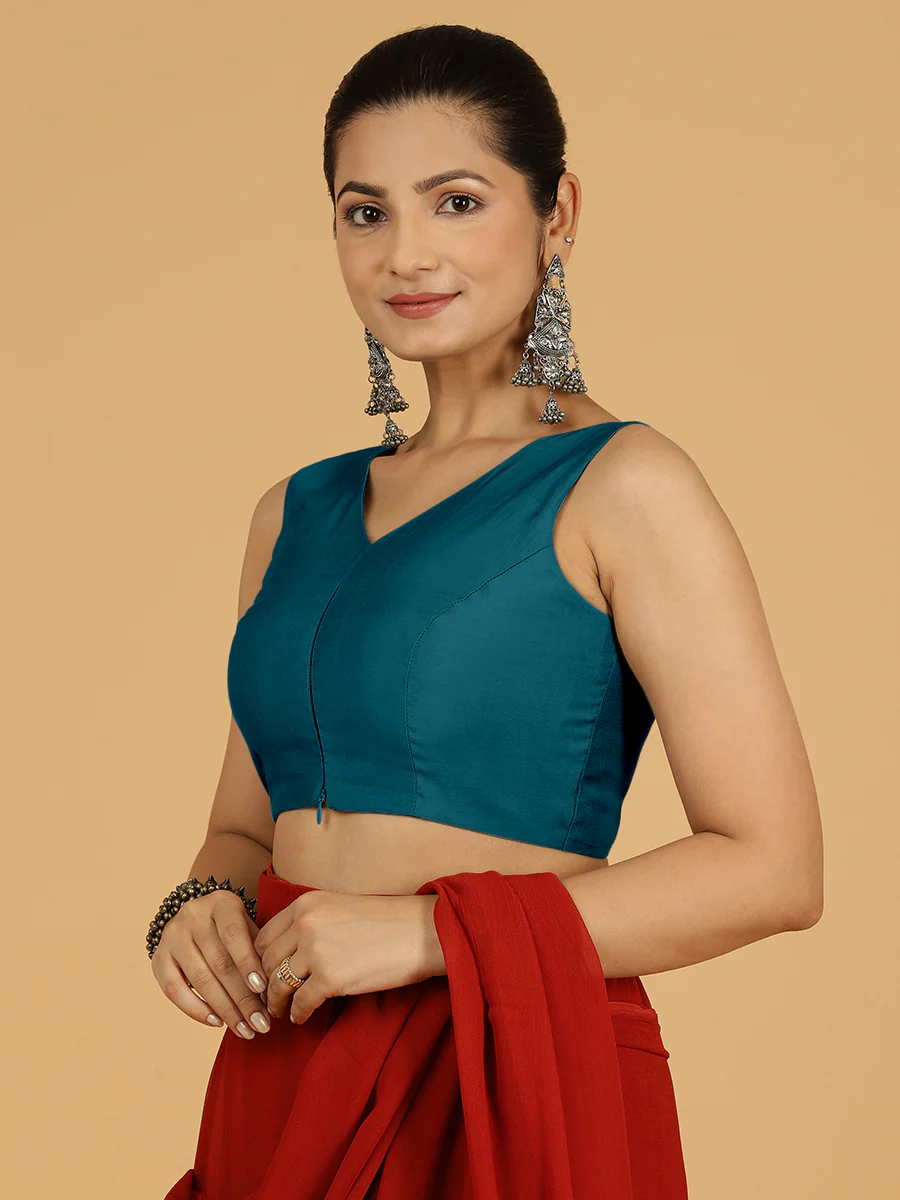 Hema x Rozaana | Saree Blouse in Crystal Teal - Image 7