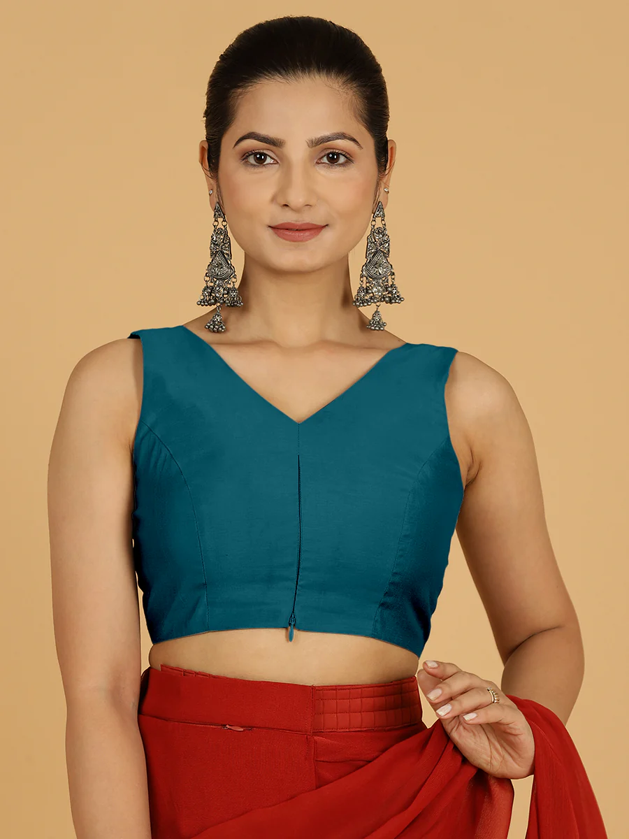 Hema x Rozaana | Saree Blouse in Crystal Teal - Image 9