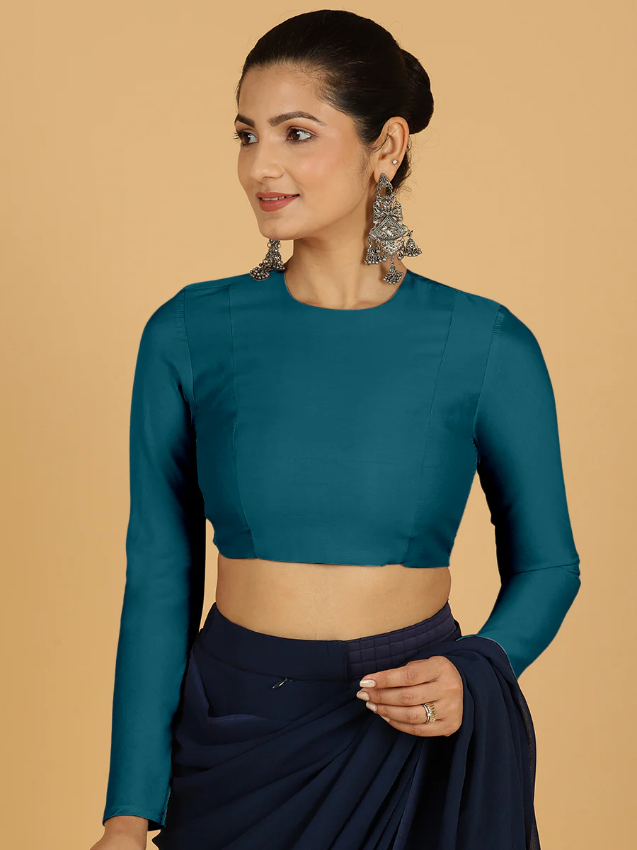 Jaya x Rozaana | Saree Blouse in Crystal Teal - Image 7