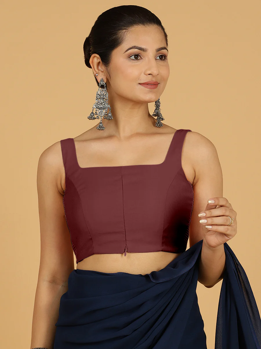 Nirma x Rozaana | Saree Blouse in Deep Maroon