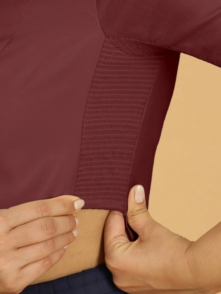 Rekha x Rozaana | Long Saree Blouse in Deep Maroon - Image 3