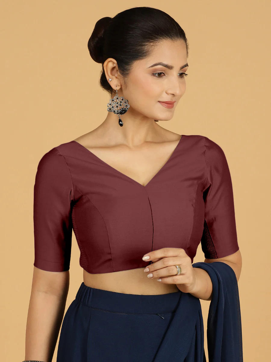 Vedika x Rozaana | Saree Blouse in Deep Maroon