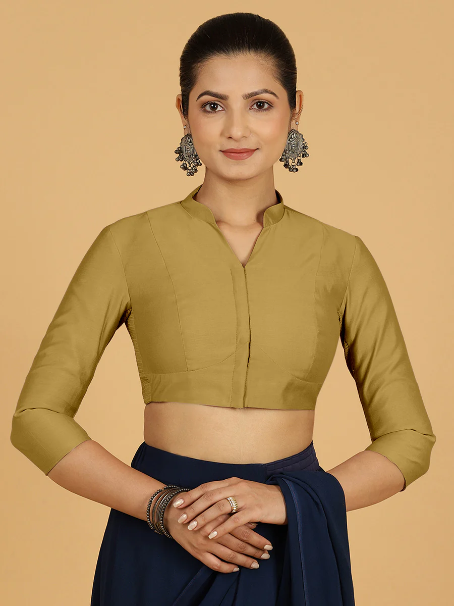 Maya x Rozaana | Three Quarter Sleeves Saree Blouse in Dijon Mustard - Image 10