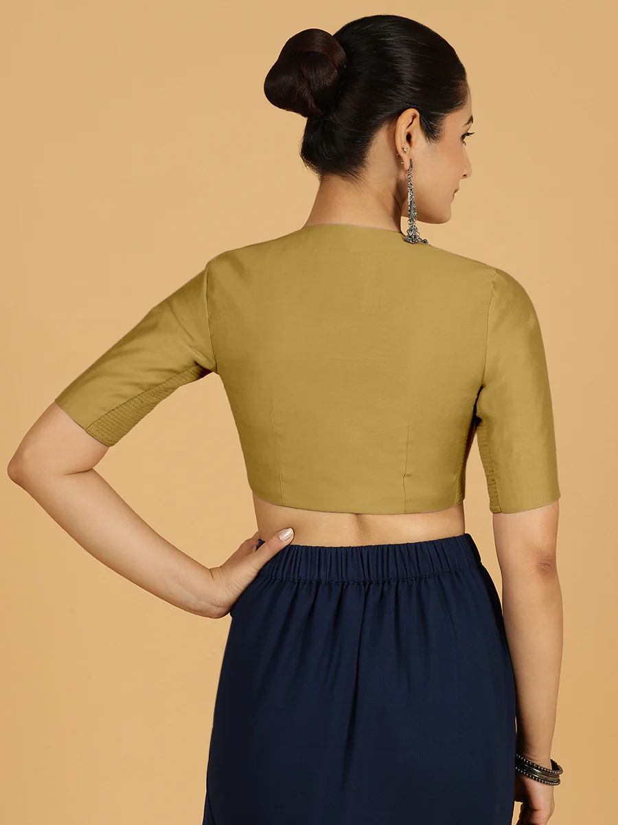 Simar x Rozaana | Saree Blouse in Dijon Mustard - Image 2