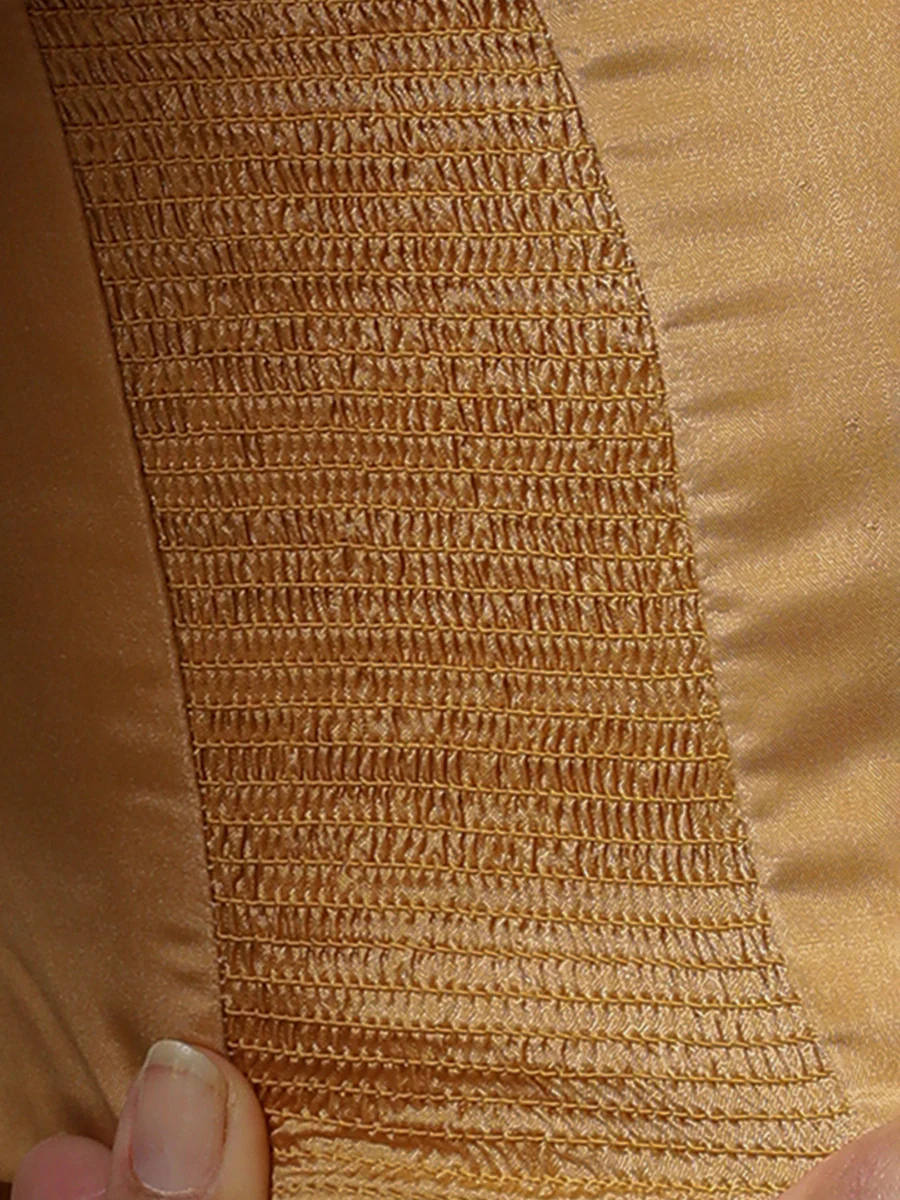 Raisa x Rozaana | Gold Sleeveless FlexiFit™ Saree Blouse with Simple V Neckline and Back Cut-out with Tie-Up - Image 3