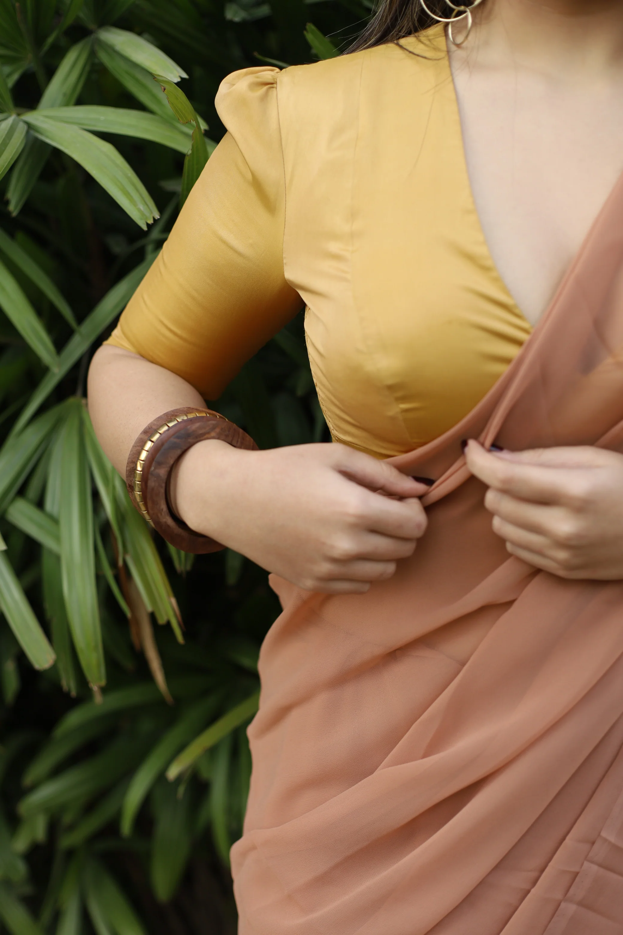 Pavani x Rozaana | Gold Art Silk Saree Blouse - Image 13