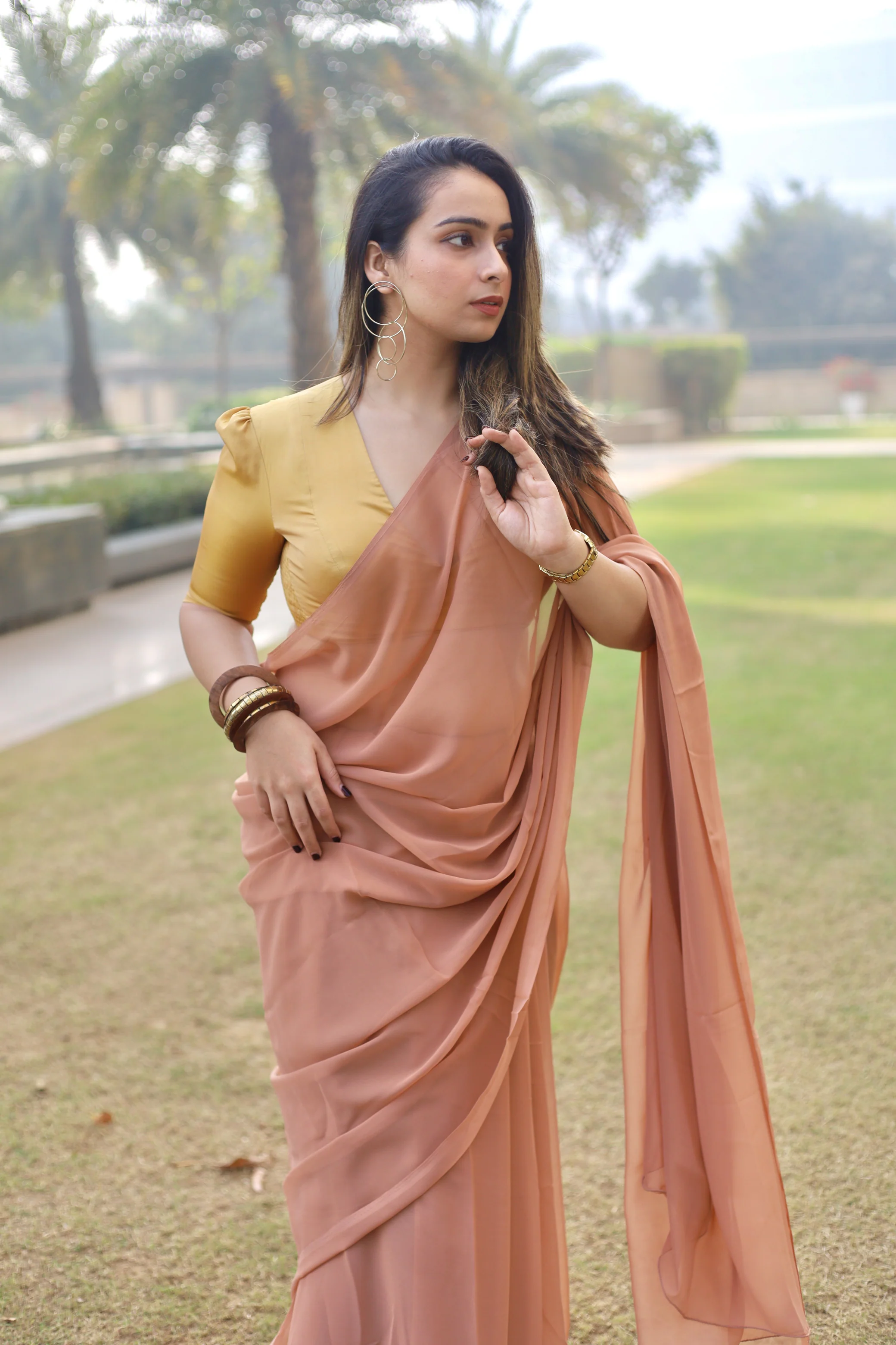Pavani x Rozaana | Gold Art Silk Saree Blouse - Image 19