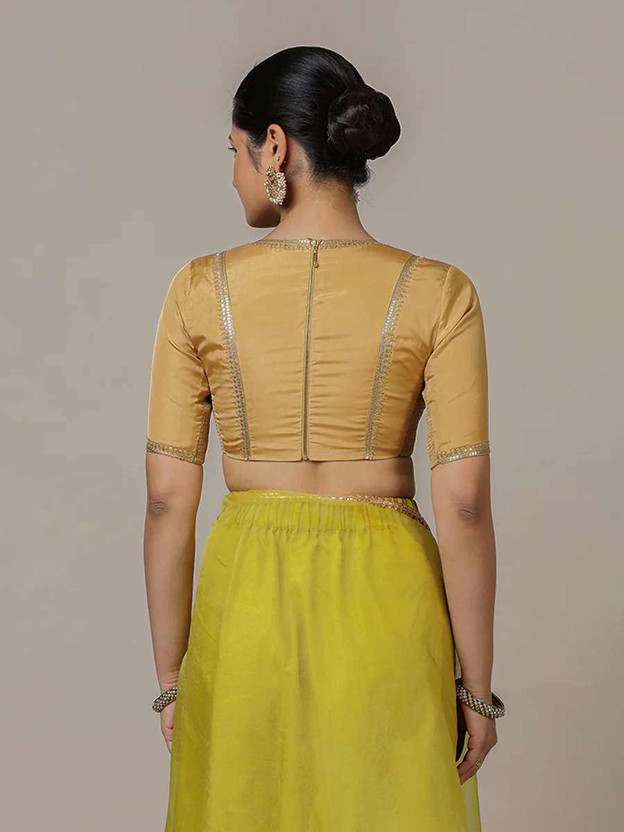 Zohra x Luxe | Gold Saree Blouse w/ FlexiFit™ Side Seam - Image 10