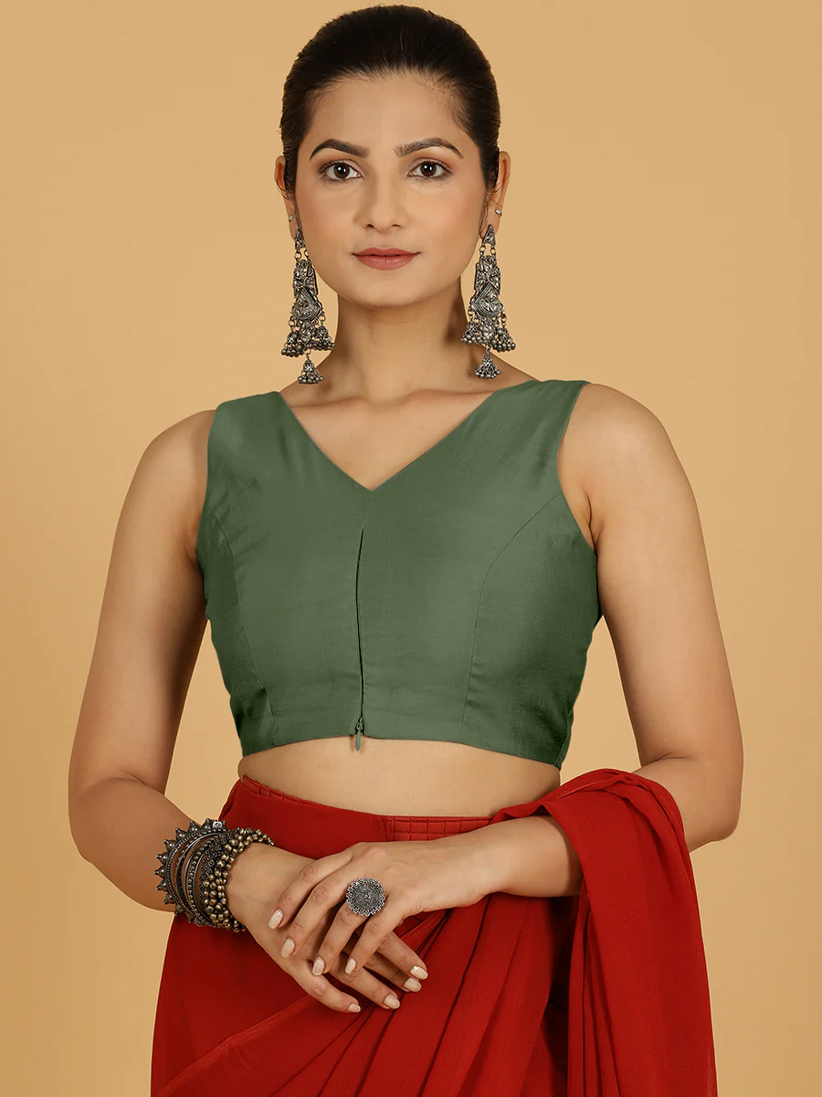 Hema x Rozaana | Saree Blouse in Hunter Green - Image 5