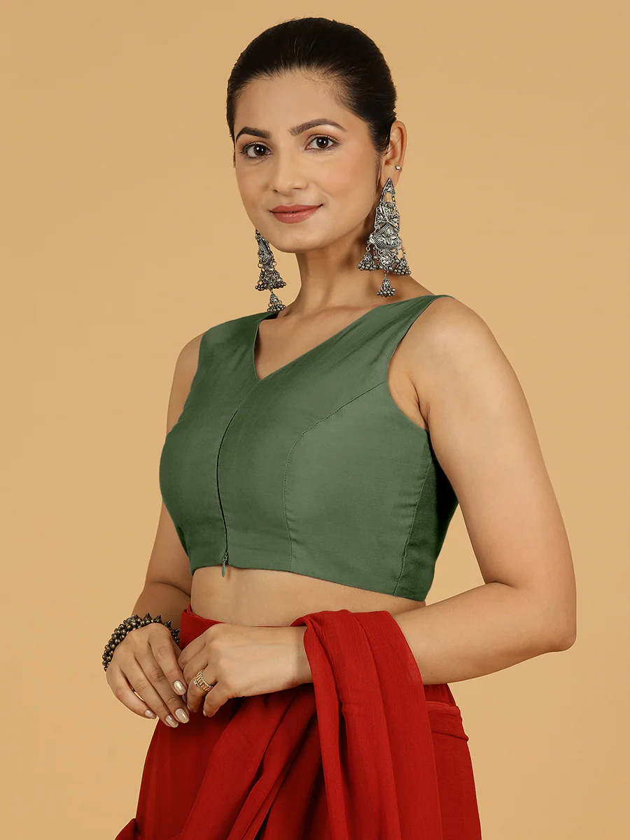 Hema x Rozaana | Saree Blouse in Hunter Green - Image 6