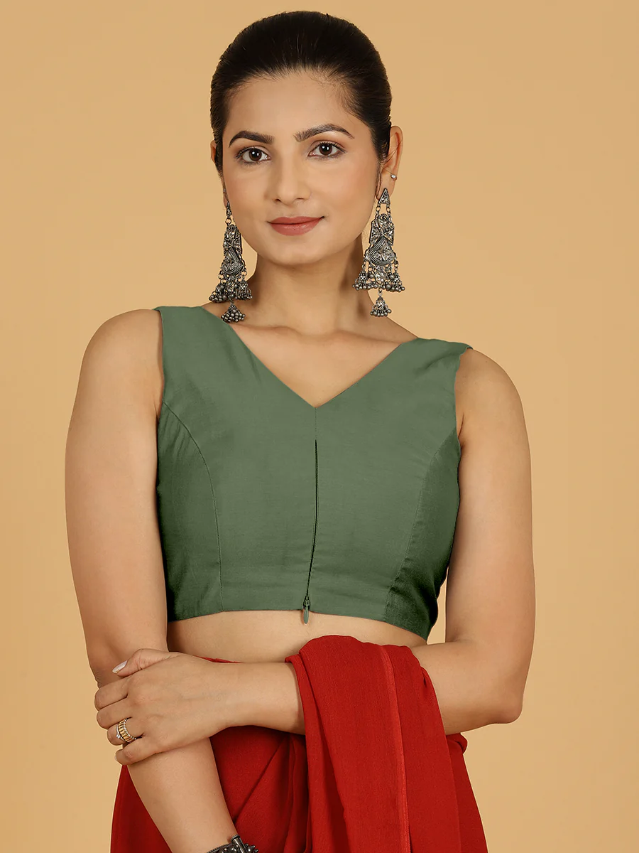 Hema x Rozaana | Saree Blouse in Hunter Green - Image 9