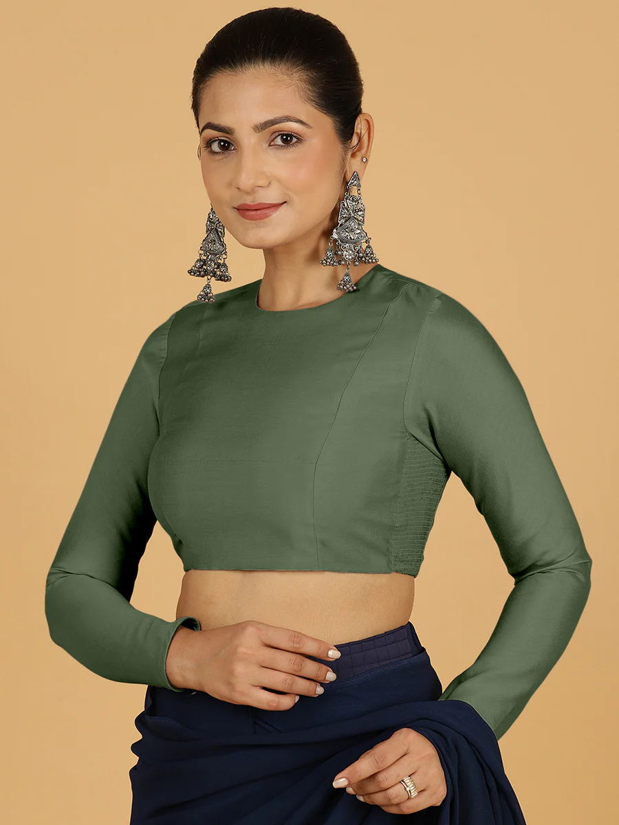 Jaya x Rozaana | Saree Blouse in Hunter Green - Image 6