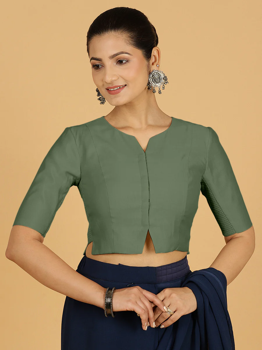 Rekha x Rozaana | Long Saree Blouse in Hunter Green - Image 9